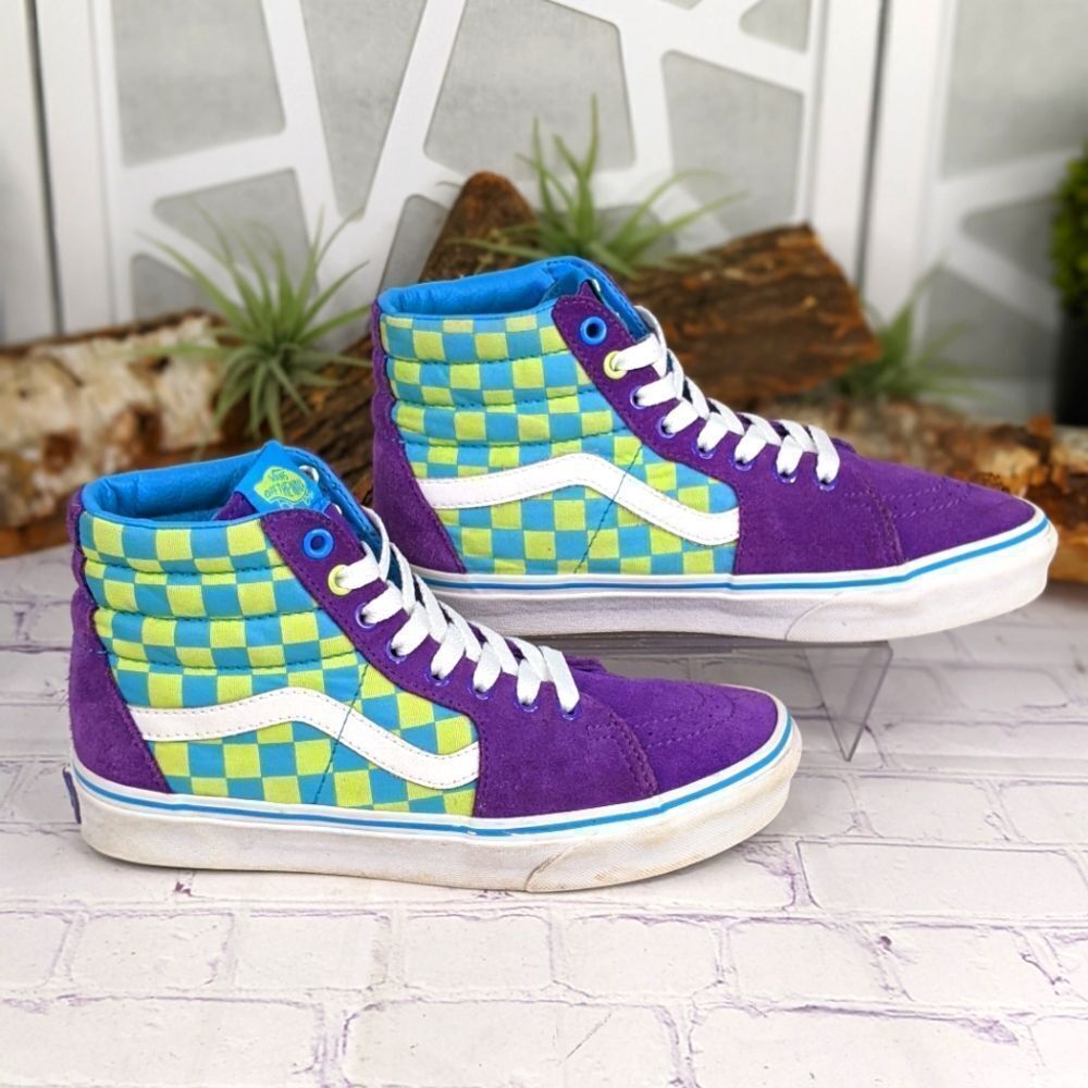 Vans Sk8-Hi 'Crazy Check - Ultraviolet' High Top Sneakers - Picture 2 of 10